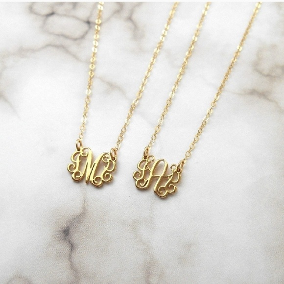 Gold Monogram Necklace - Picture 5 of 7